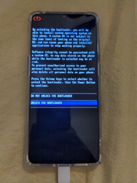 Confirm bootloader unlock