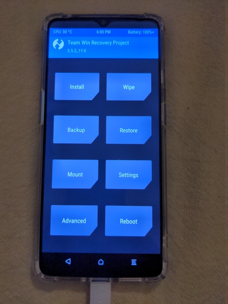 TWRP menu