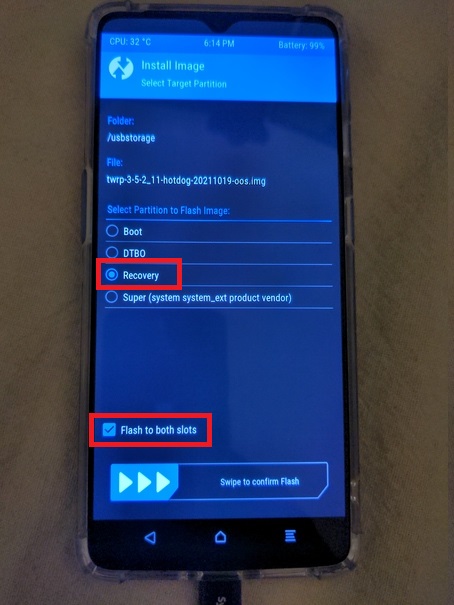 TWRP flashing options