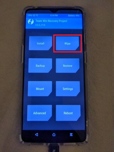 TWRP wipe option