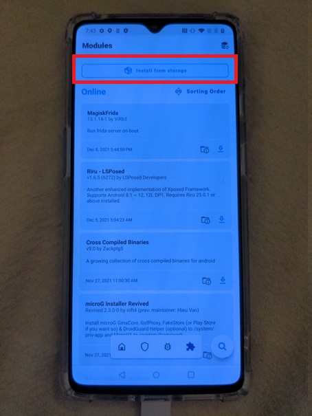 Magisk install from storage option