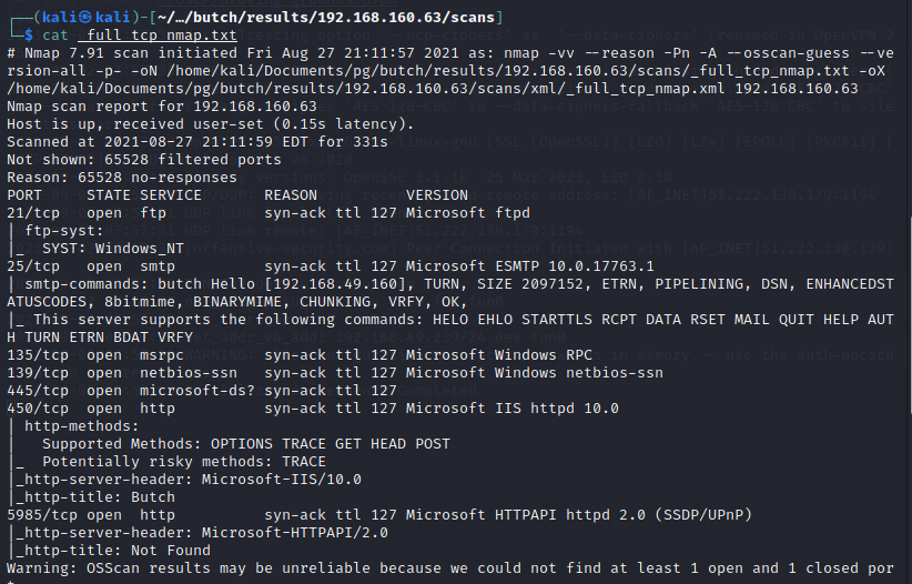 Nmap results