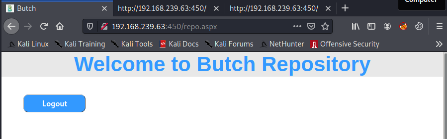 Logged in as butch - top