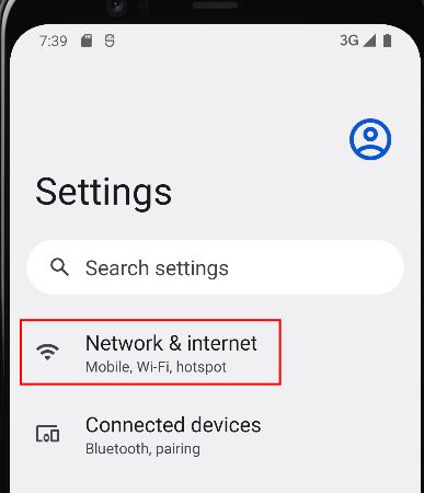 Select Network & internet