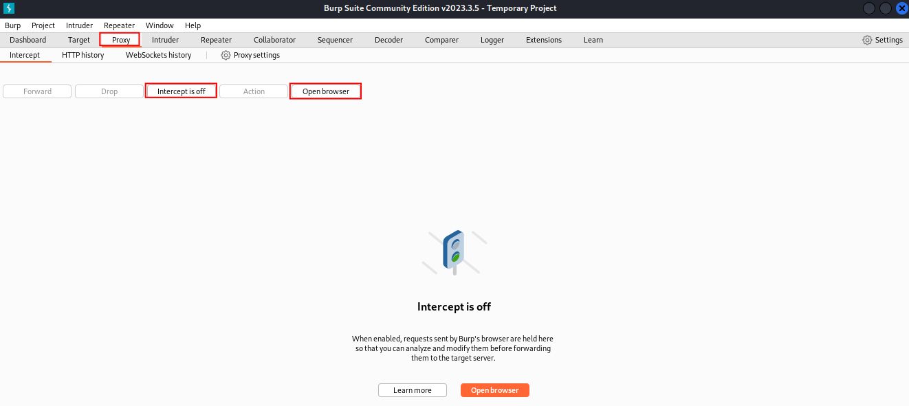 Burp Suite proxy settings