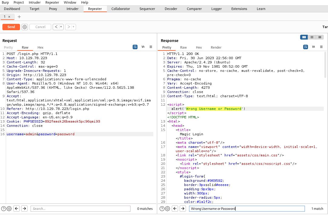 Burp Suite invalid password